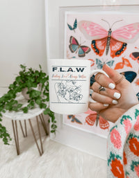 Thumbnail for Minimalist Line Art Coffee Mug, FLAW Acronym, Inner Strength Cup Gift