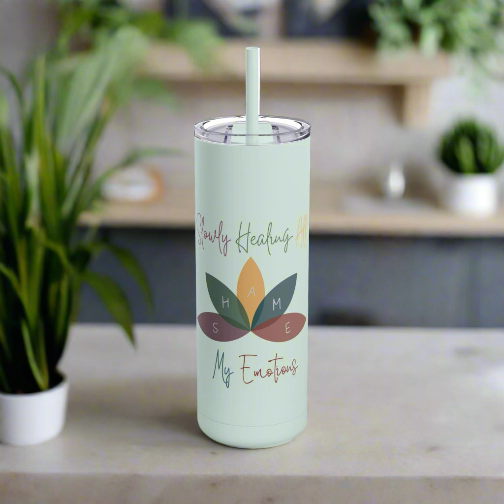 Shame Acronym Emotional Healing Lotus Flower Tumbler, Self Growth Cup