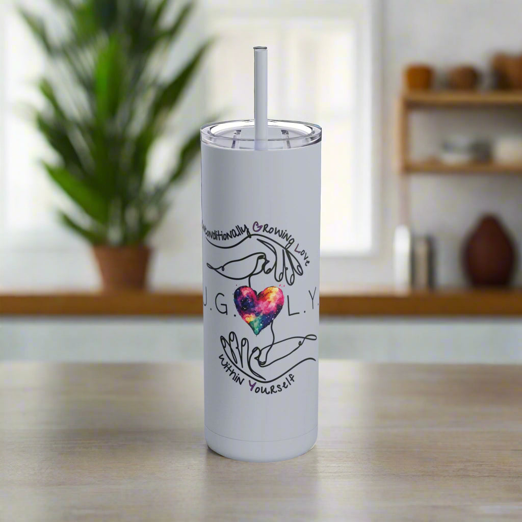 Emotional Growth Body Positivity Tumbler, U.G.L.Y. Self-Care Cup