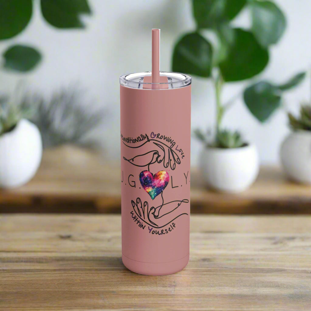 Emotional Growth Body Positivity Tumbler, U.G.L.Y. Self-Care Cup