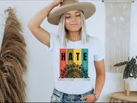 Thumbnail for a woman wearing a hat with the word hate on it