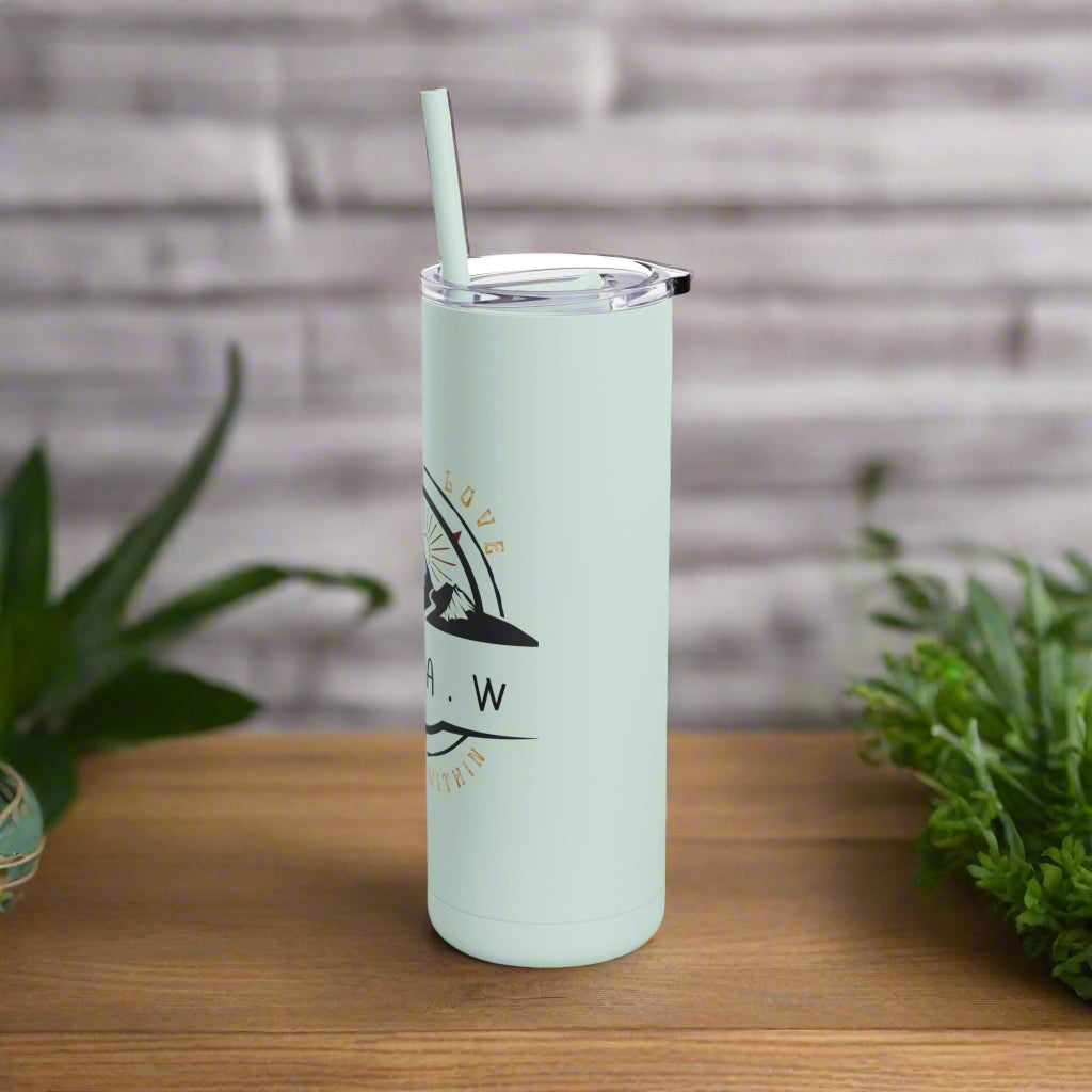 Positive Affirmation Travel Tumbler, FLAW Acronym, Self-Care Drinkware