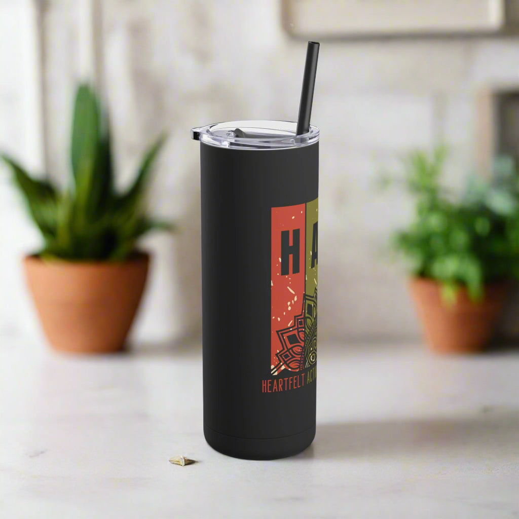 Mindfulness HATE Acronym Tumbler with Lotus, Positivity Travel Cup