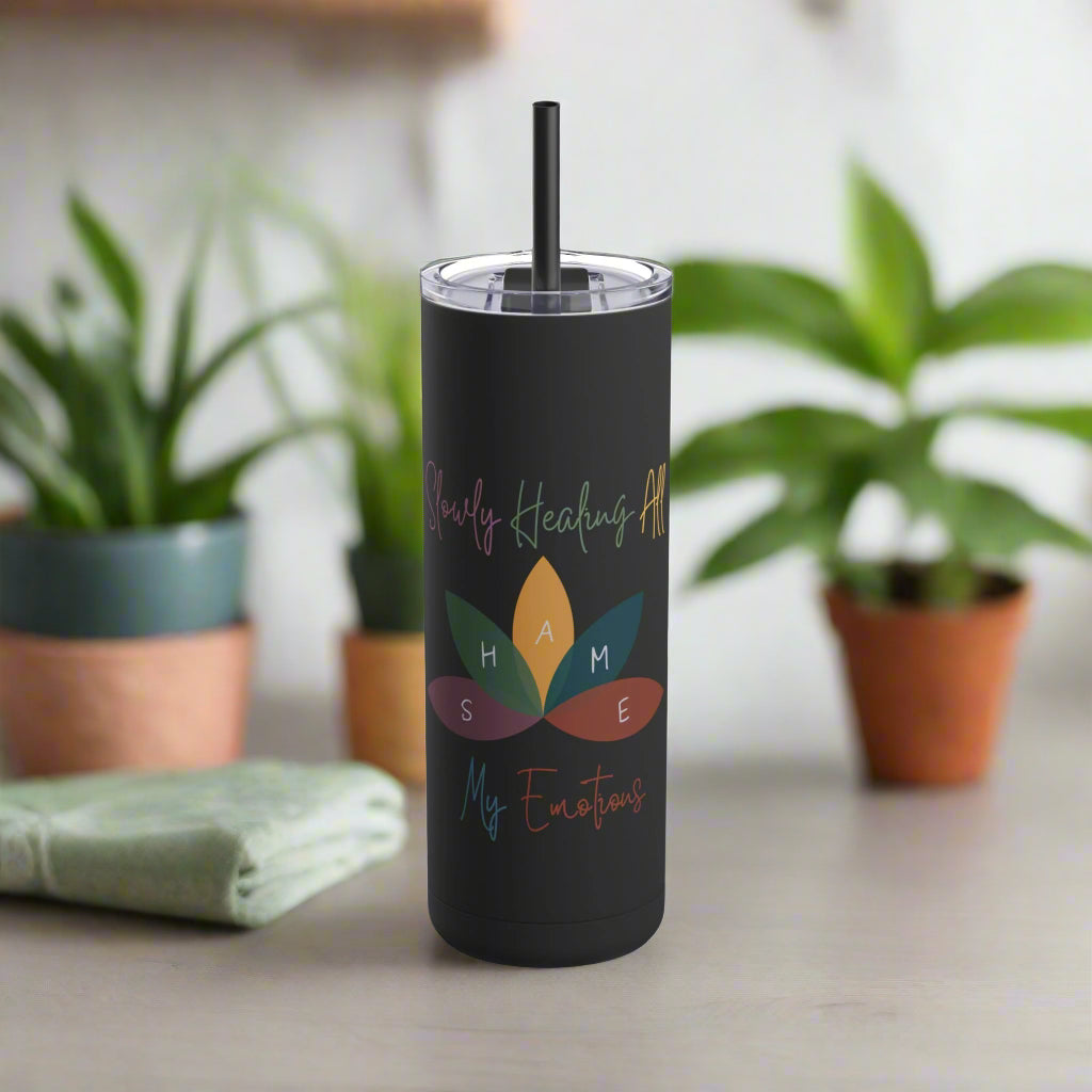 Shame Acronym Emotional Healing Lotus Flower Tumbler, Self Growth Cup