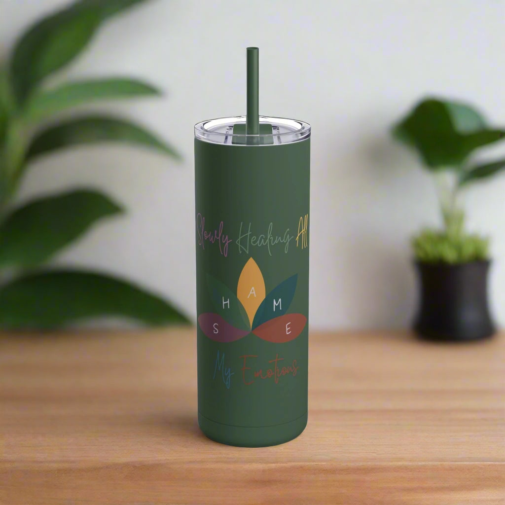 Shame Acronym Emotional Healing Lotus Flower Tumbler, Self Growth Cup