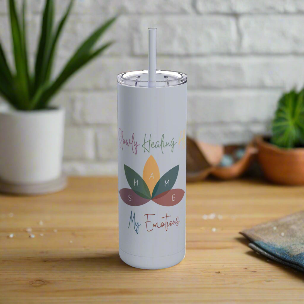 Shame Acronym Emotional Healing Lotus Flower Tumbler, Self Growth Cup