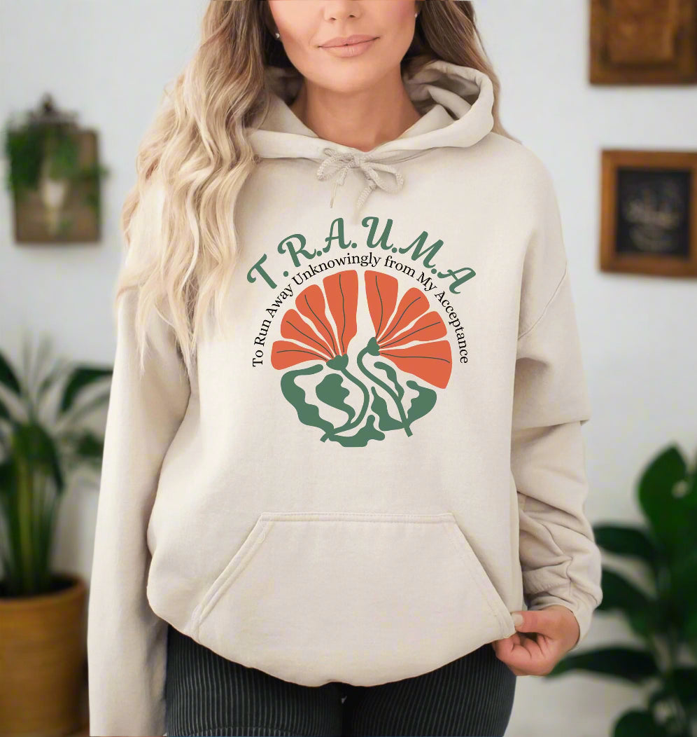 a woman wearing a hoodie with a turkey on it