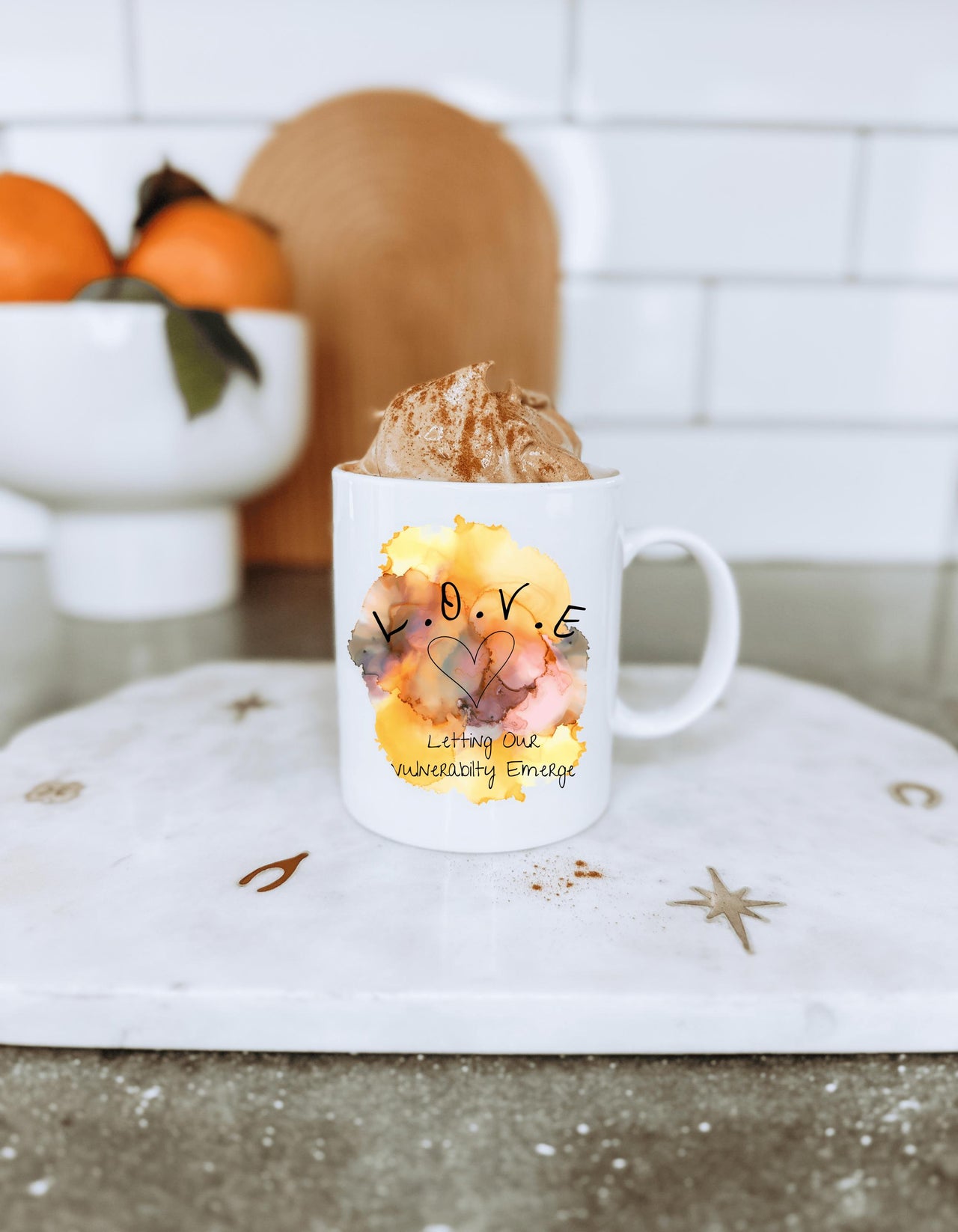Watercolor LOVE Acronym Coffee Cup, Self-Growth & Healing Drinkware