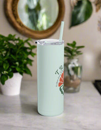 Thumbnail for a green tumbler cup with a straw in it