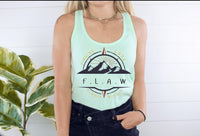 Thumbnail for a woman wearing a green tank top with the word flaw on it