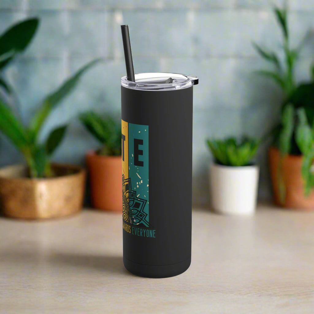 Mindfulness HATE Acronym Tumbler with Lotus, Positivity Travel Cup