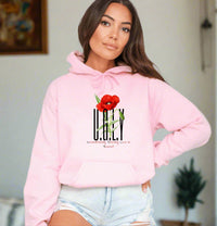 Thumbnail for a woman wearing a pink hoodie with a flower on it