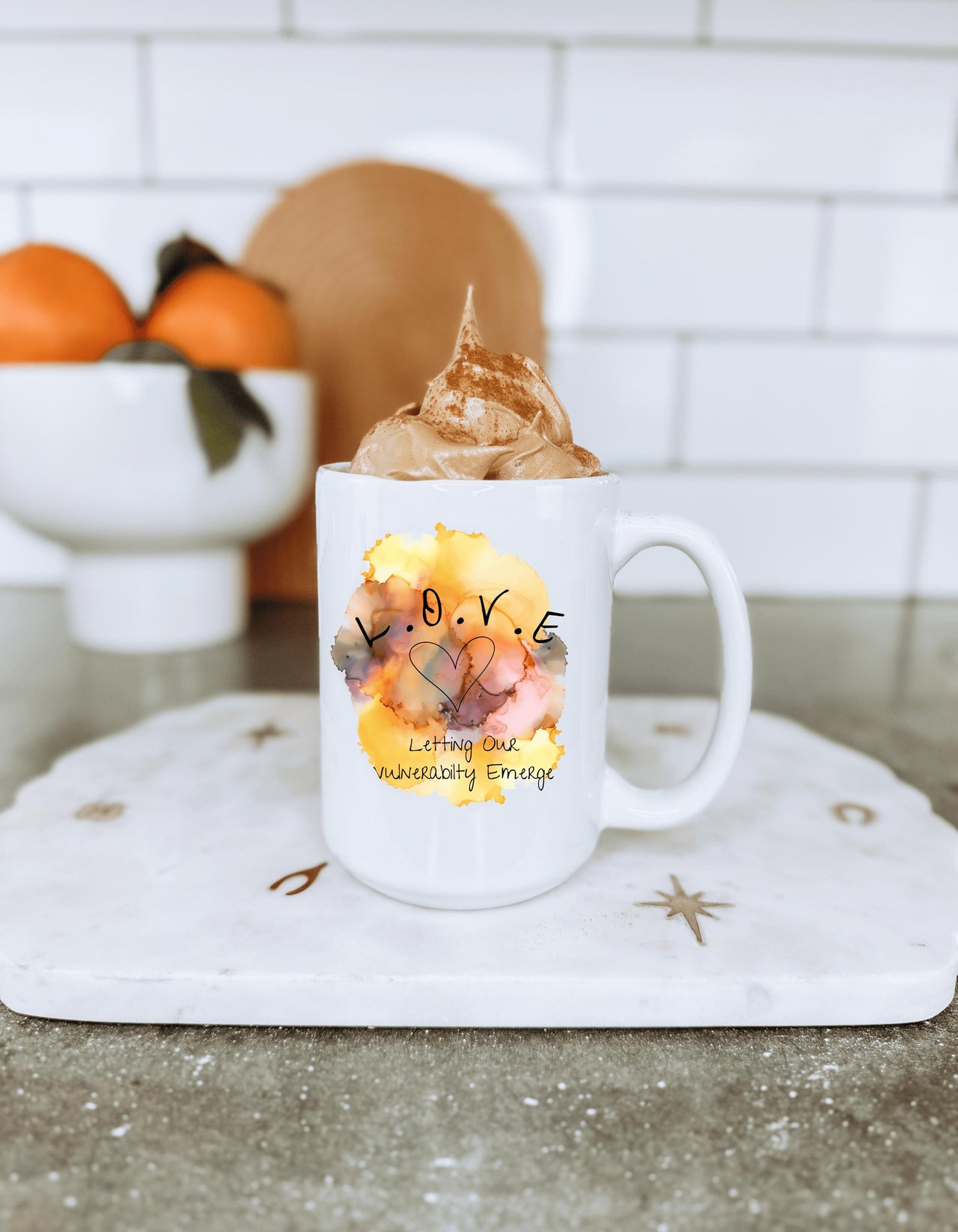 Watercolor LOVE Acronym Coffee Cup, Self-Growth & Healing Drinkware