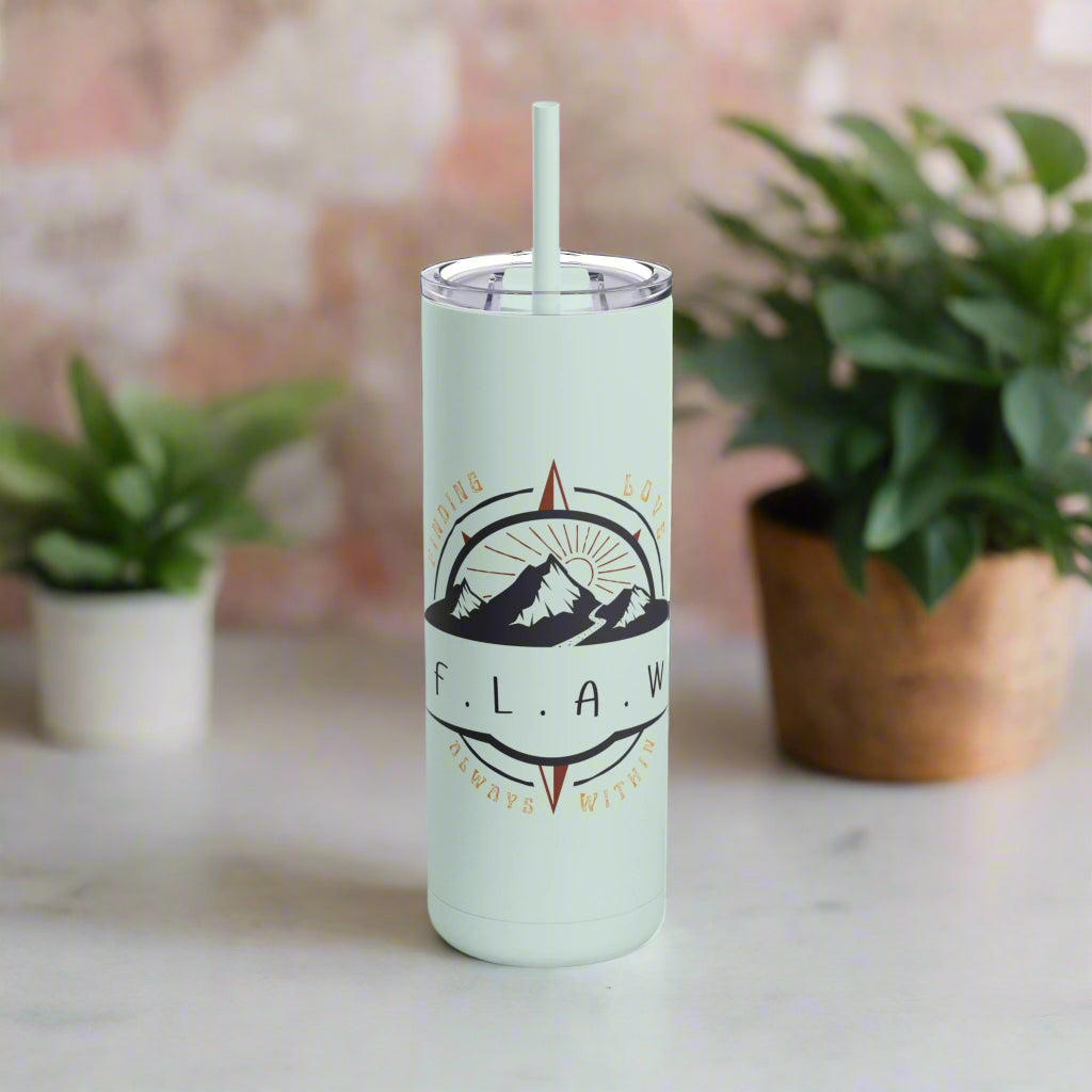 Positive Affirmation Travel Tumbler, FLAW Acronym, Self-Care Drinkware