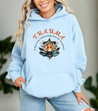 Thumbnail for a woman wearing a blue hoodie with a lotus on it