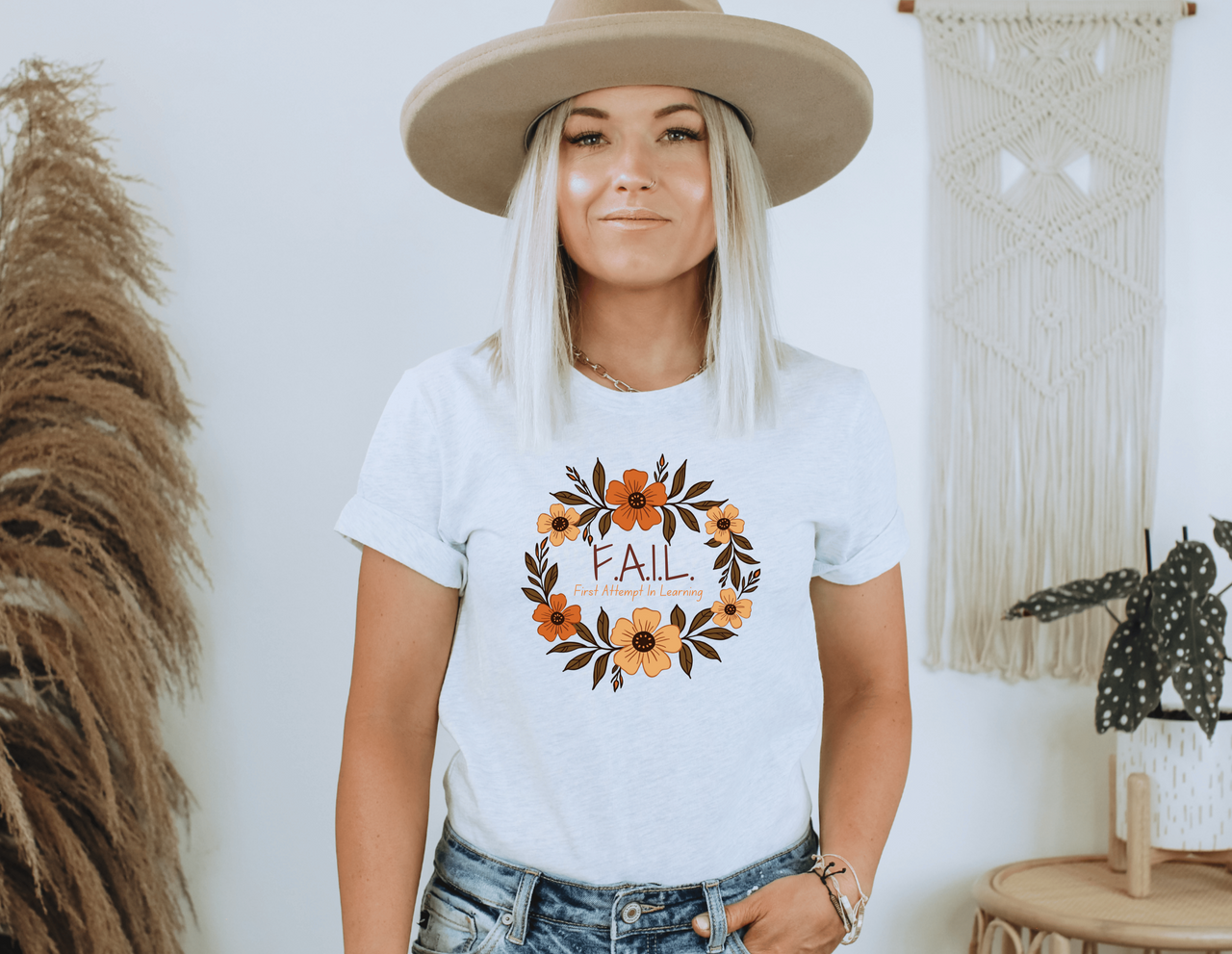Boho FAIL Acronym T-Shirt – First Attempt In Learning, Floral Empowerment Tee