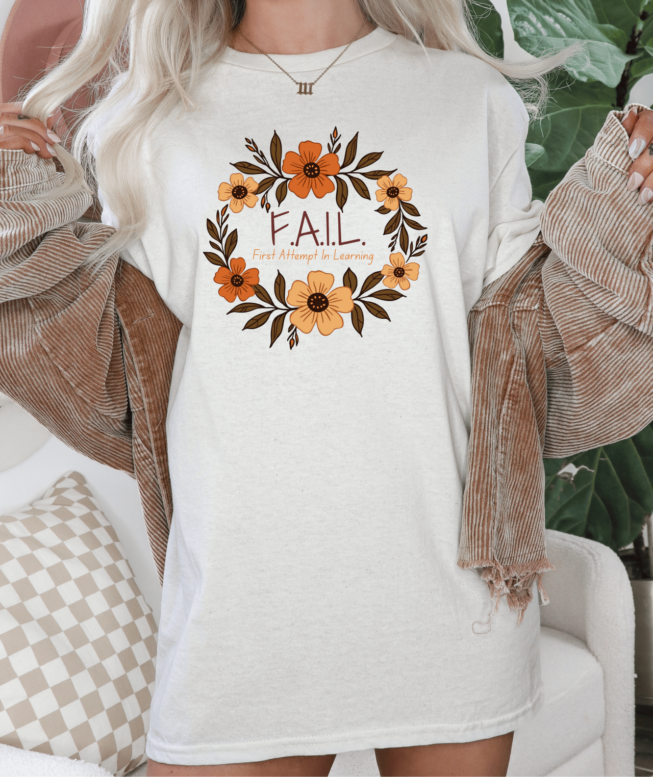 Boho FAIL Acronym T-Shirt – First Attempt In Learning, Floral Empowerment Tee