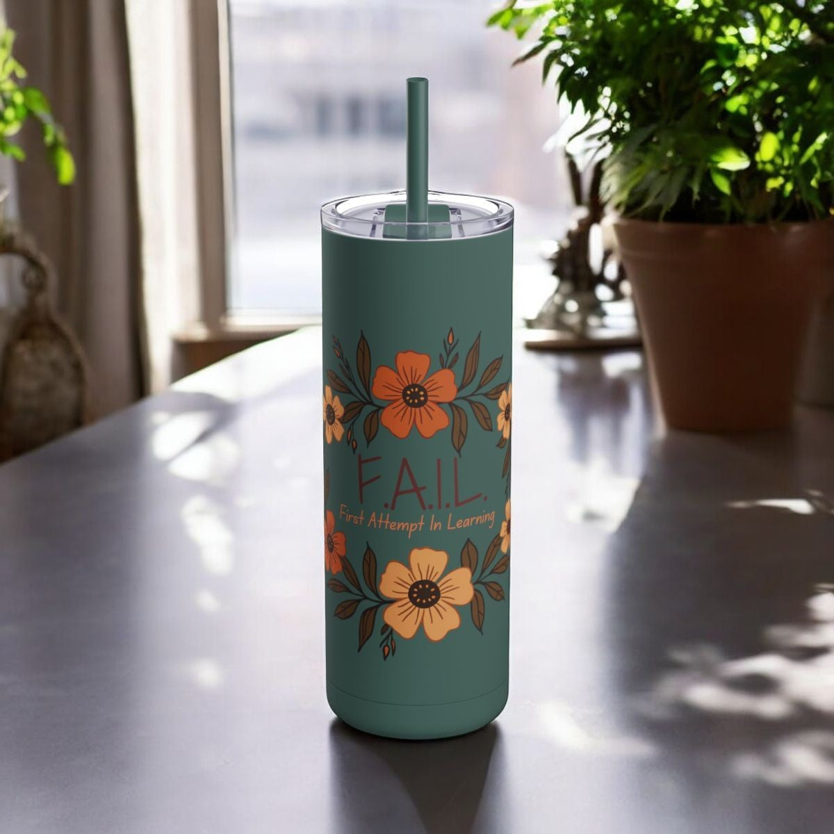 Growth Mindset Travel Tumbler, FAIL Acronym, Inspirational Self-Discovery