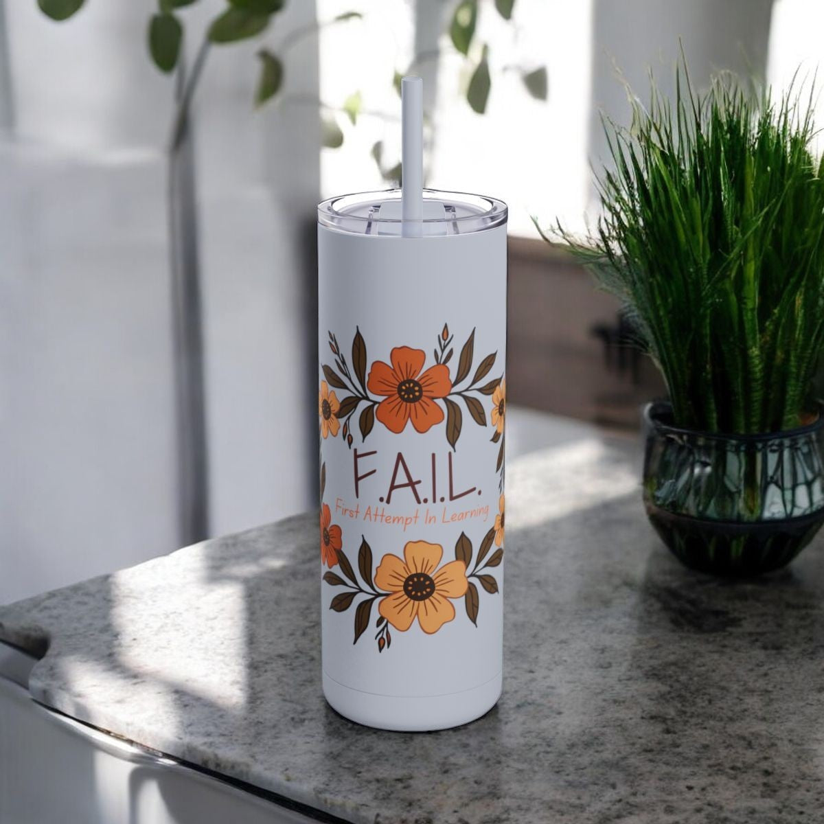 Growth Mindset Travel Tumbler, FAIL Acronym, Inspirational Self-Discovery