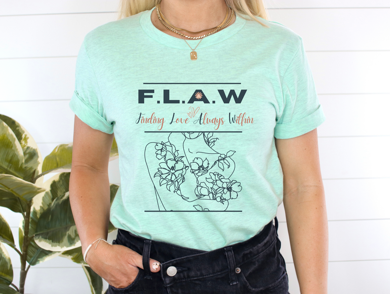 Boho Line Art Women’s Tee, Love Yourself, Minimalist Self-Worth Shirt