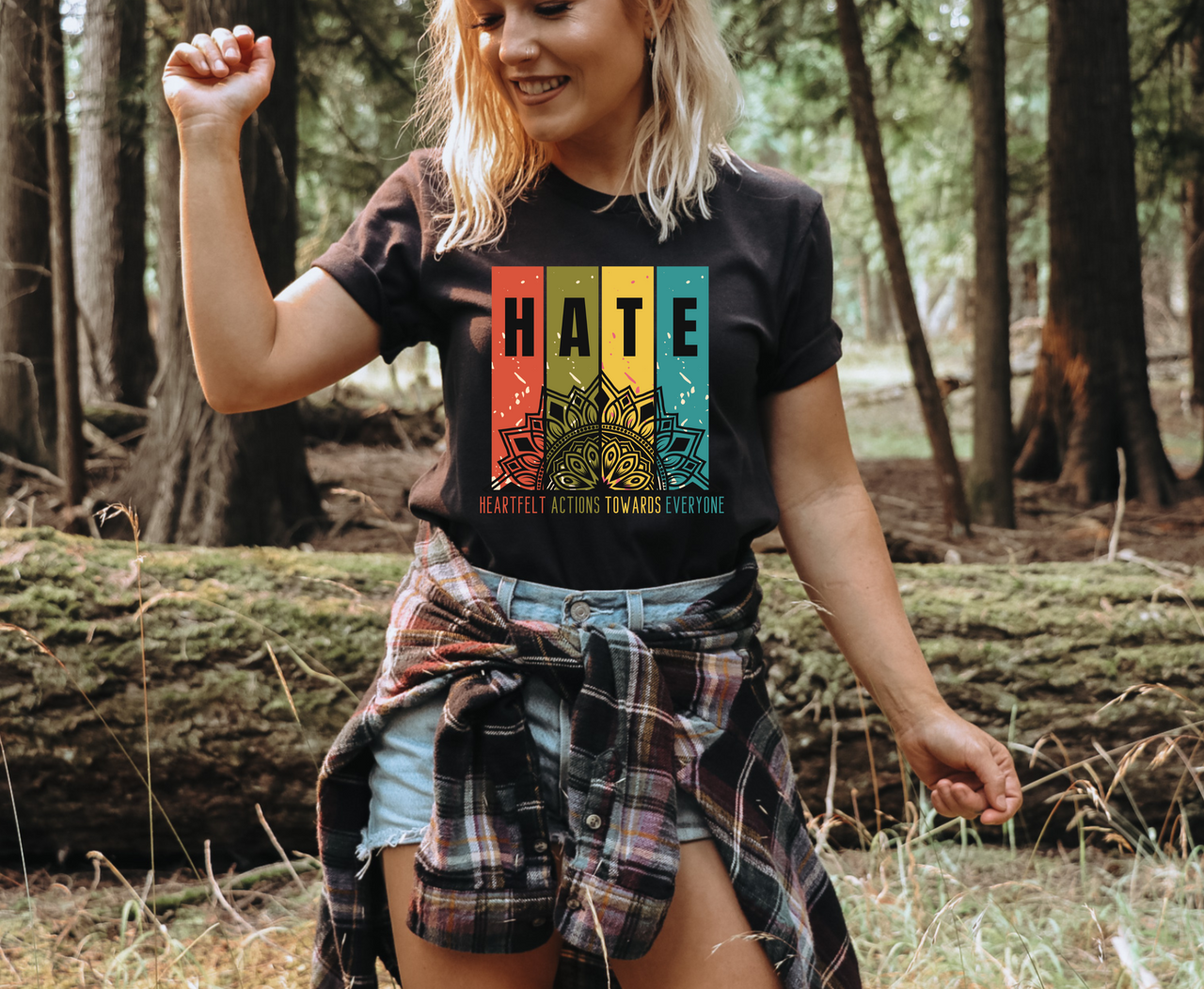 No Hate Mandala Graphic Tee, Be the Change Self-Love & Acceptance Shirt
