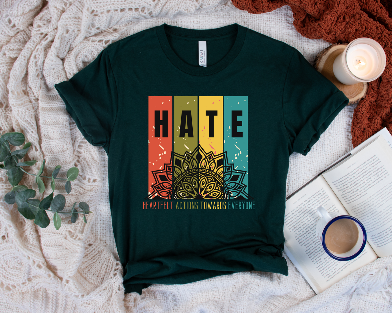 No Hate Mandala Graphic Tee, Be the Change Self-Love & Acceptance Shirt