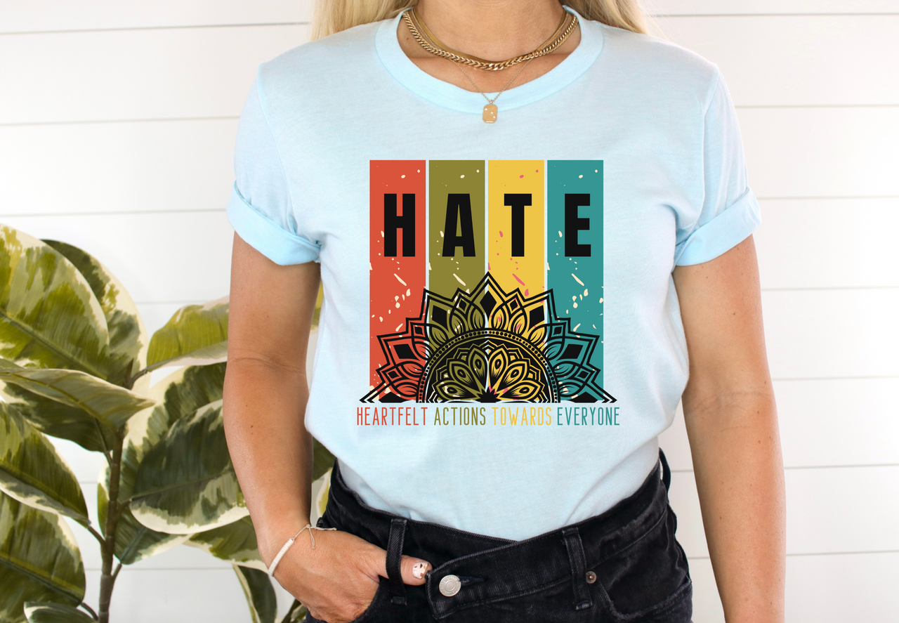 No Hate Mandala Graphic Tee, Be the Change Self-Love & Acceptance Shirt
