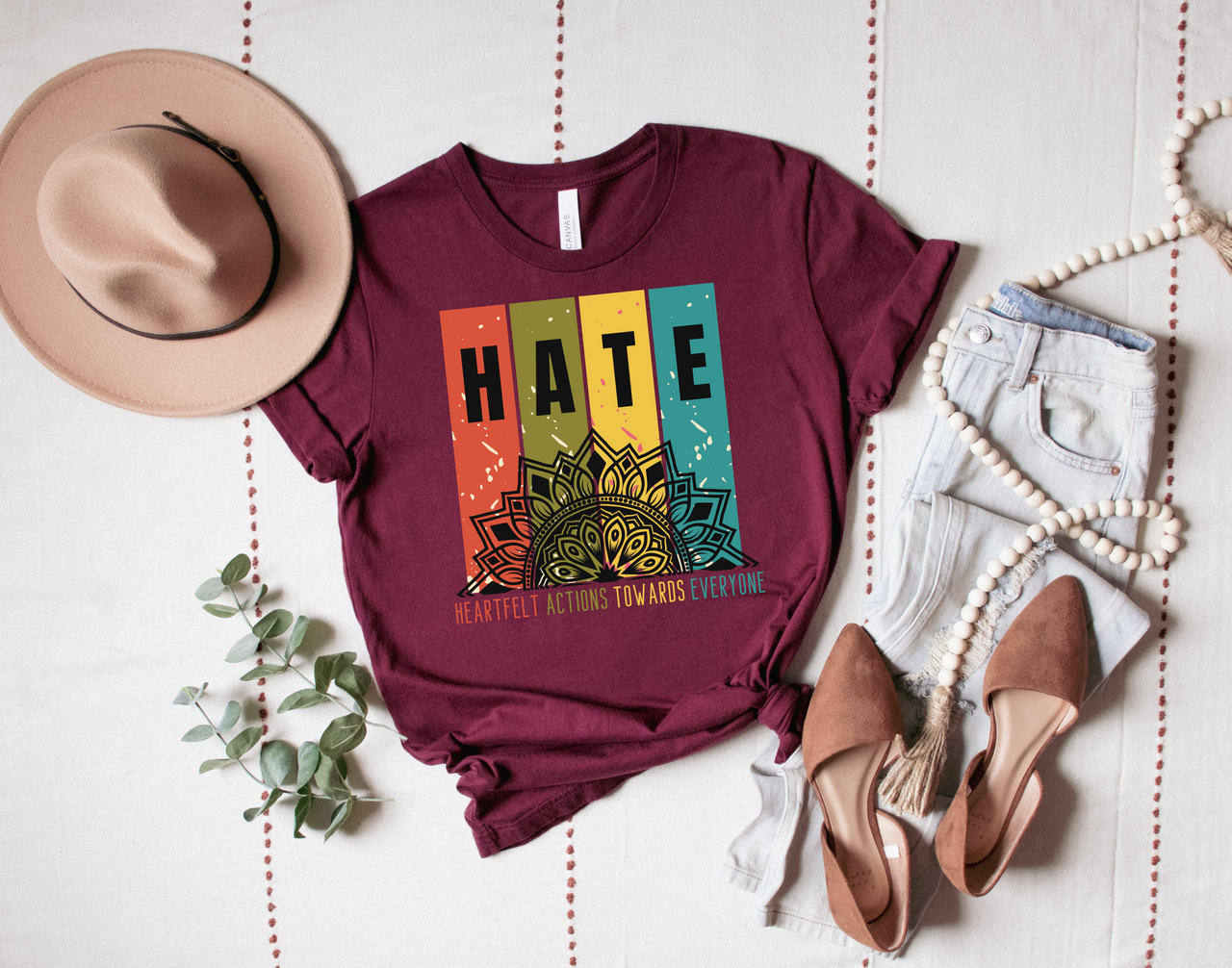 No Hate Mandala Graphic Tee, Be the Change Self-Love & Acceptance Shirt