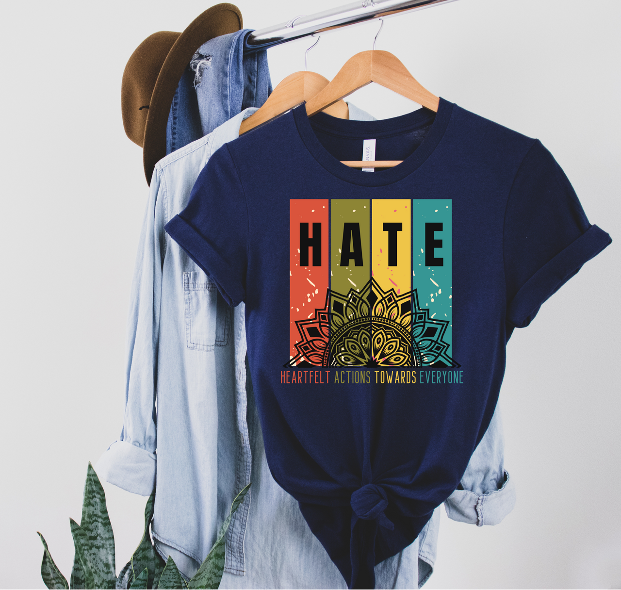 No Hate Mandala Graphic Tee, Be the Change Self-Love & Acceptance Shirt