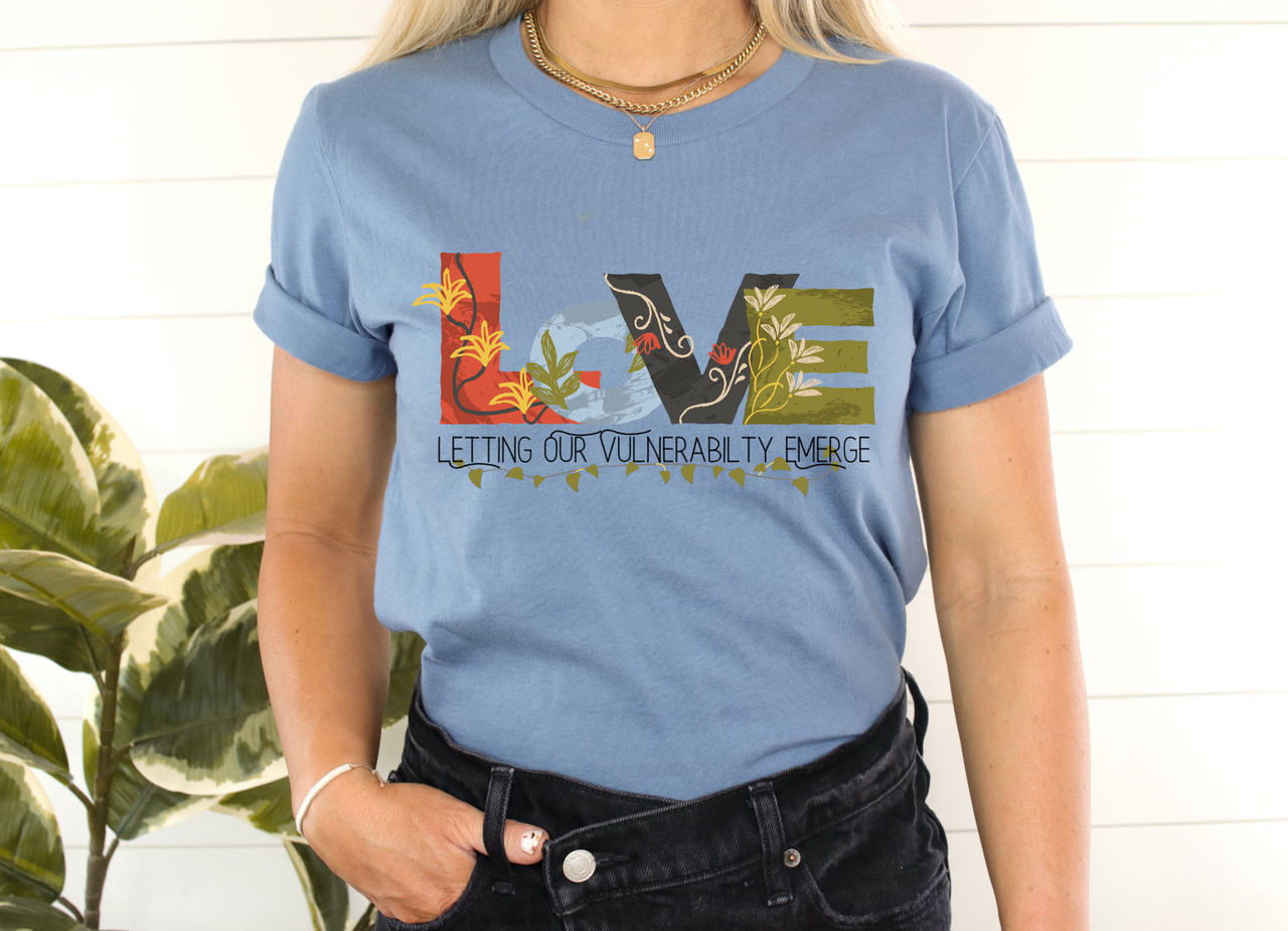 Floral Retro Vintage T-Shirt, Self-LOVE Graphic Tee, Boho Positivity