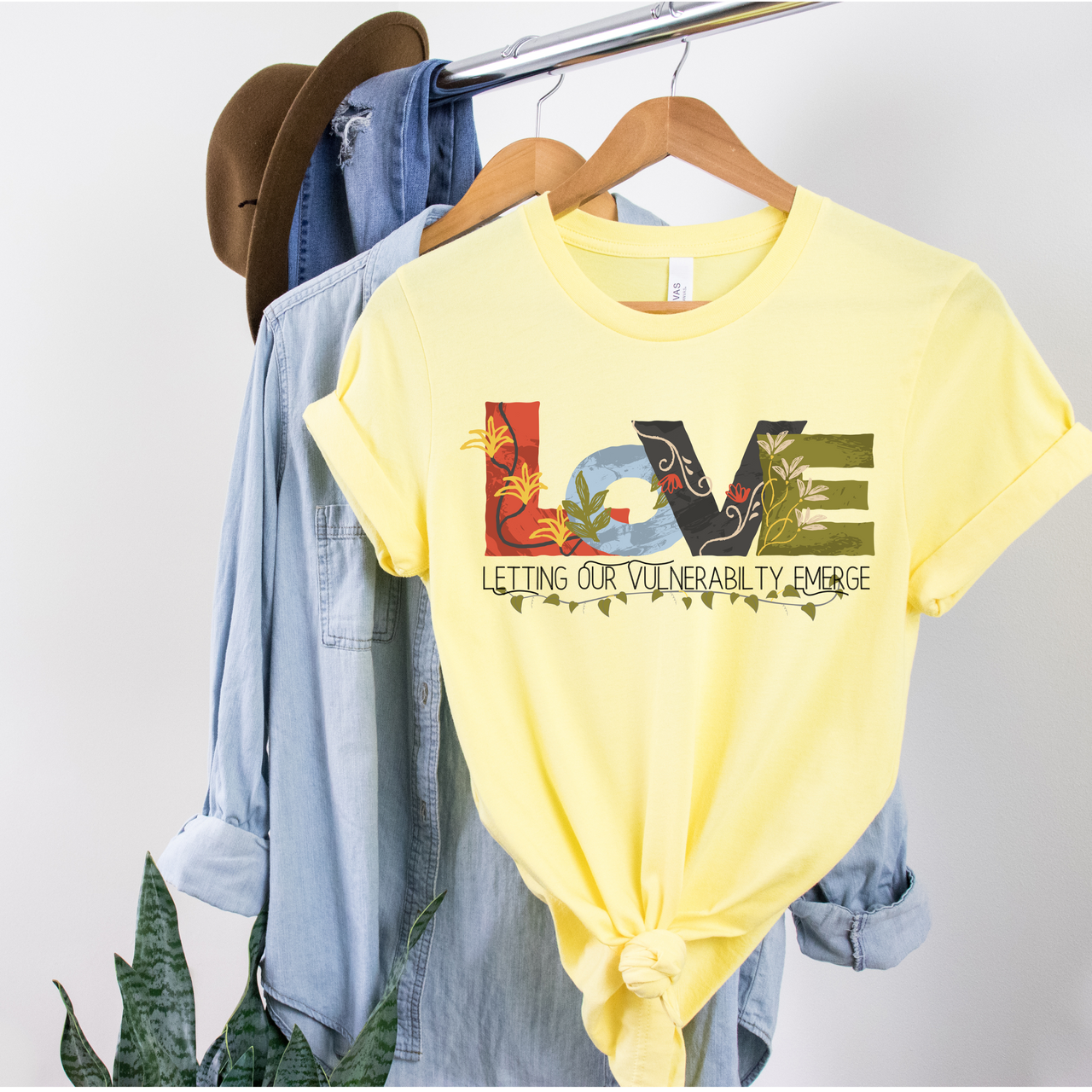 Floral Retro Vintage T-Shirt, Self-LOVE Graphic Tee, Boho Positivity