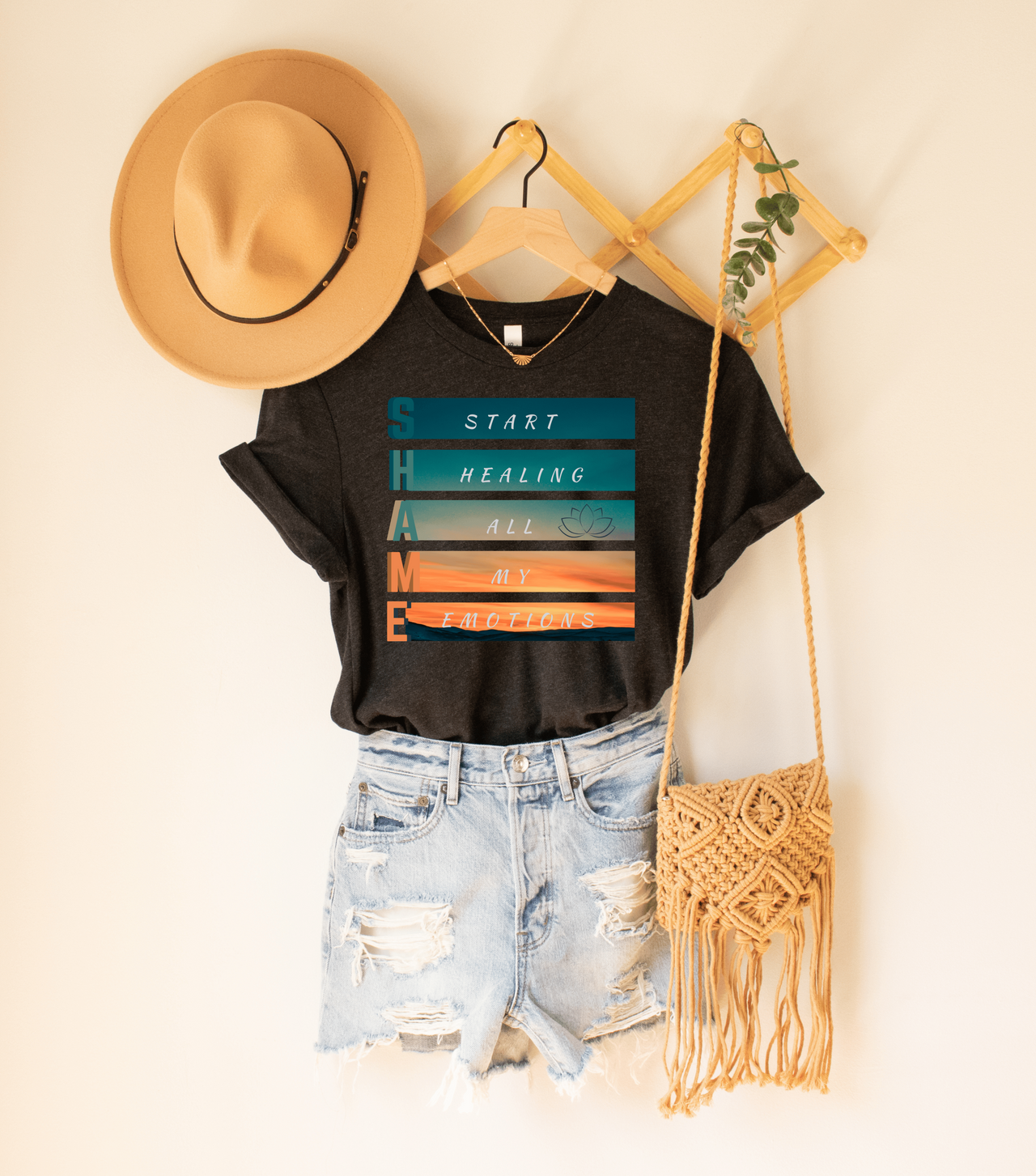 Mental Health Awareness S.H.A.M.E. Typography Tee, Empowering Healing