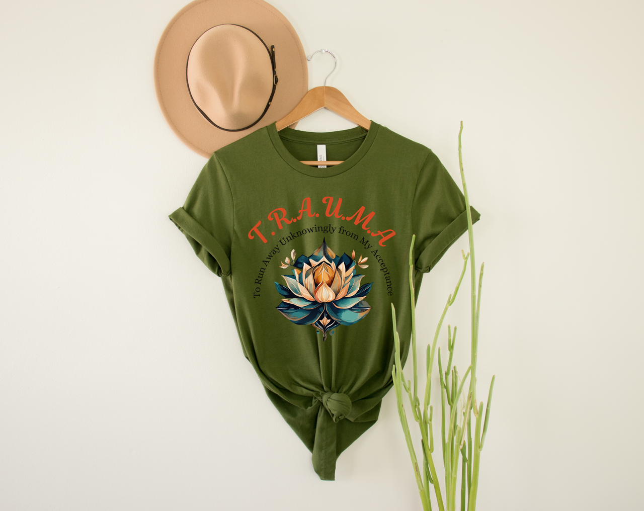 Lotus Flower Trauma Healing Graphic Tee, Mental Wellness & Strength T Shirt