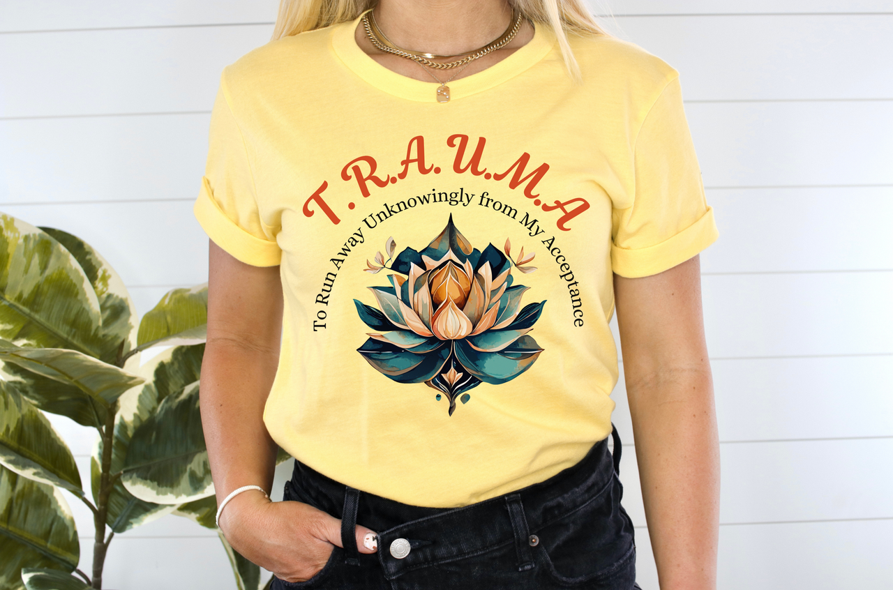 Lotus Flower Trauma Healing Graphic Tee, Mental Wellness & Strength T Shirt
