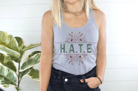 Thumbnail for a woman wearing a tank top that says hate